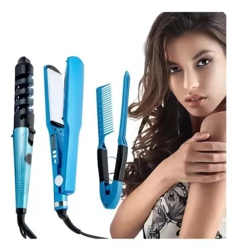 Plancha y Rizador Profesional NANOTITANIC 3 en 1 | Cabello Liso, Ondas y Rizos