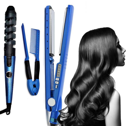 Plancha y Rizador Profesional NANOTITANIC 3 en 1 | Cabello Liso, Ondas y Rizos
